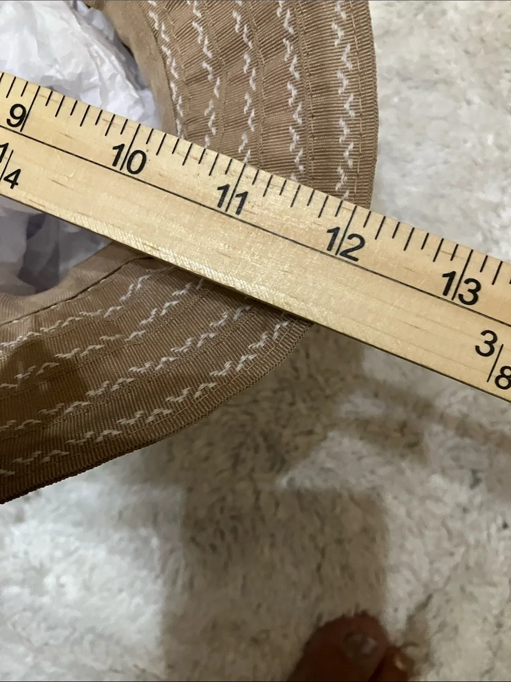 Neutral Tan Women's Sun Hat with White Stitching